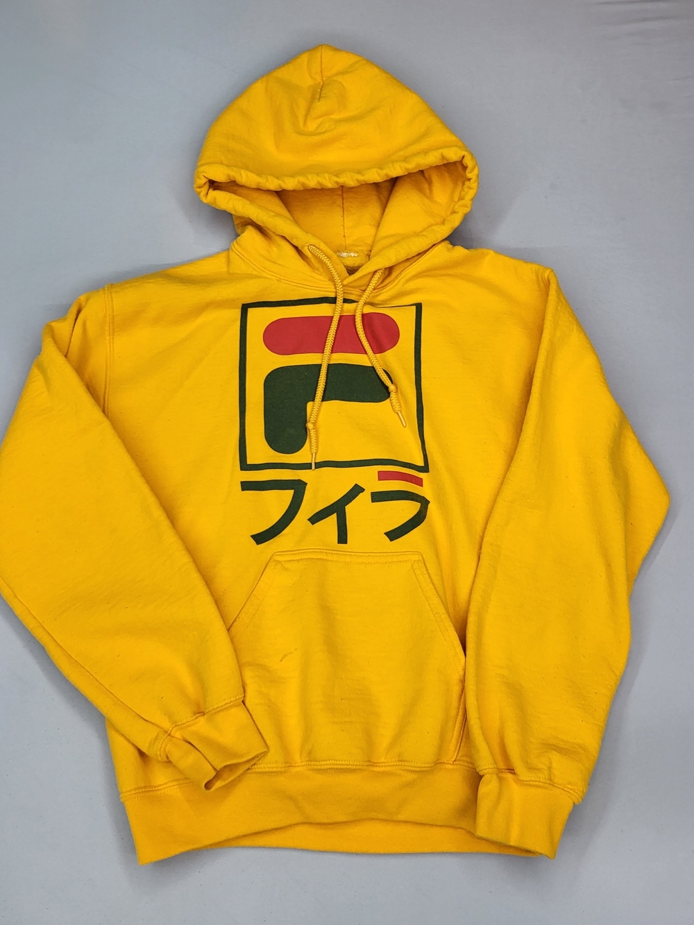 Fila Yellow Hooded Sweatshirt with Red & Green Logo